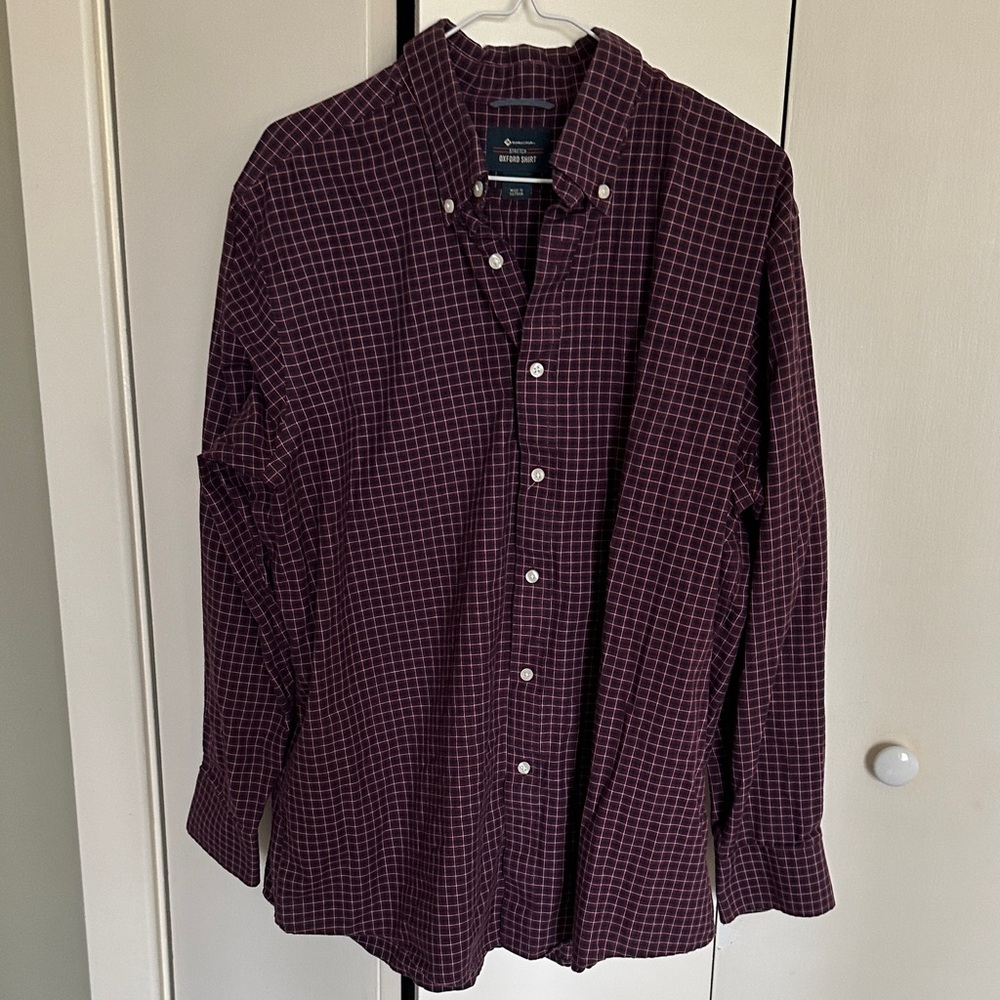 Classic Burgundy Checkered Men's Shirt